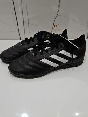 NWT adidas Black Soccer Shoes with White Three-Stripes